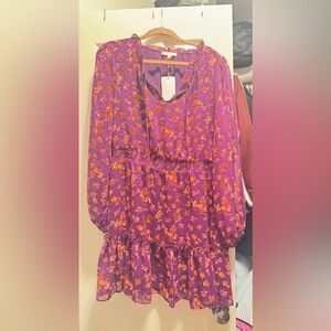 Skies Are Blue Vibrant Purple and Orange Dress